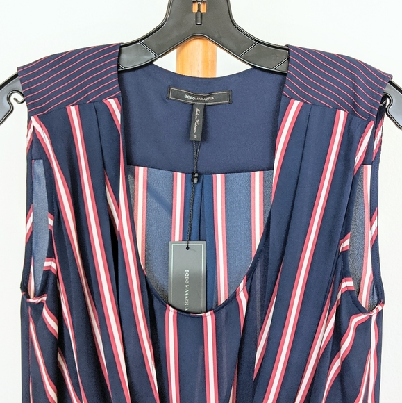 BCBGMAXAZRIA Valet Stripe Faux Wrap Top - Picture 4 of 6